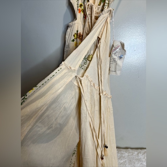 Free People Bali Palm Desert  Bodysuit Embroidered Maxi Dress L - Picture 6 of 7